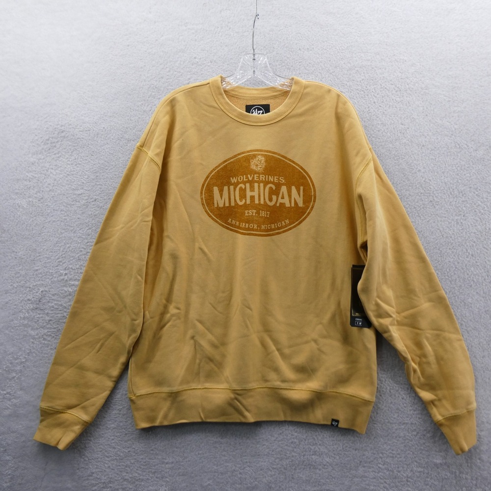 47 Brand Sweatshirt Mens Medium Michigan Wolverines Yellow Long Sleeve Cotton